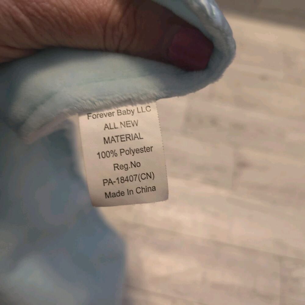 Forever Baby Gray Blue Elephant Lovey Security Blanket Crinkle Teether Satin - Picture 4 of 8
